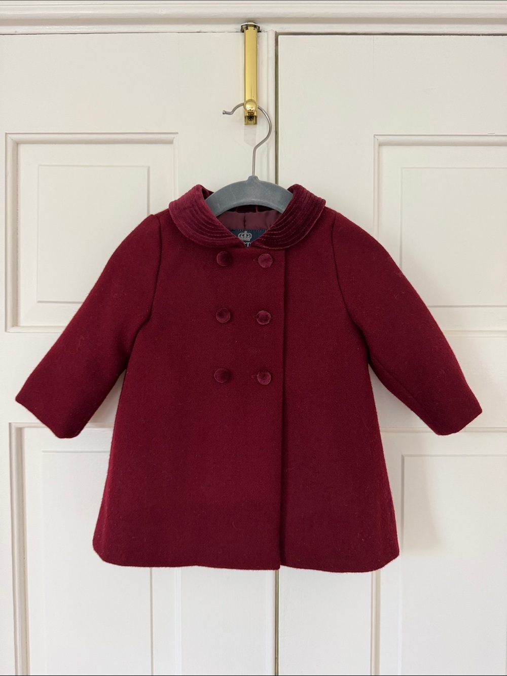 Trotters Girls' Double-Breasted Wine Pea Coat
